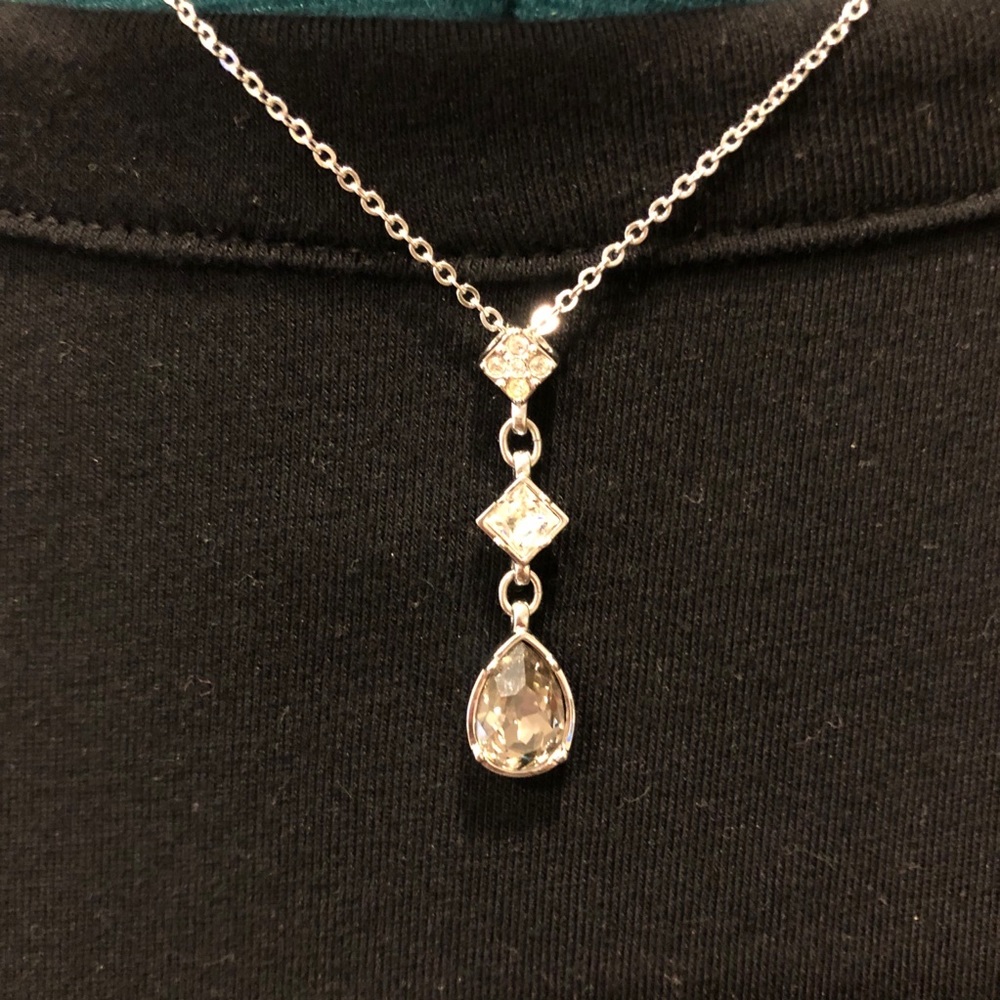 Swarovski Crystal & Sterling Drop Pendant Necklace